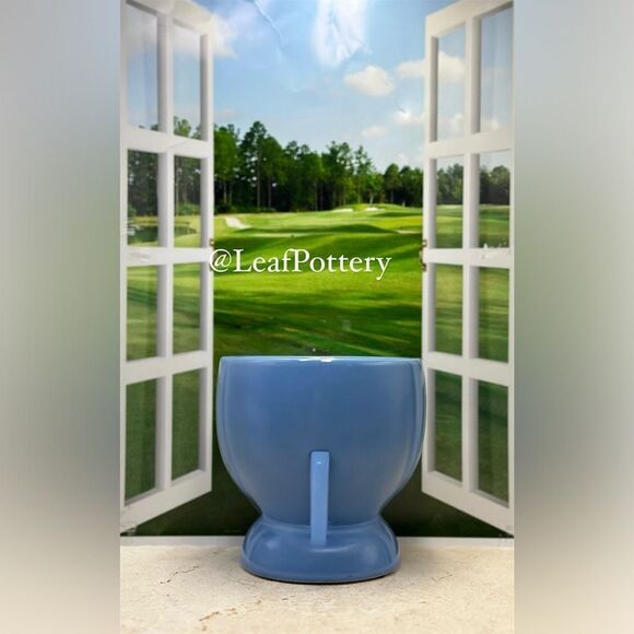 Curvy Sky Blue Ceramic Planter Pot without drainage hole - Picture 5 of 8